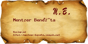 Mentzer Benáta névjegykártya